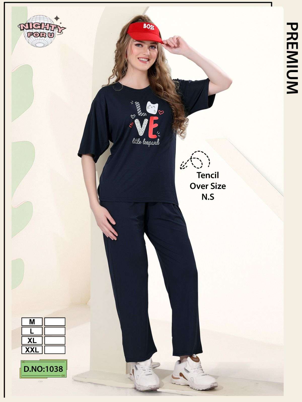D.NO :- 1038 BY NIGHTY FOR U IN HOSIERY IMP TENCIL PALZO NIGHT CO-ORD SUIT 