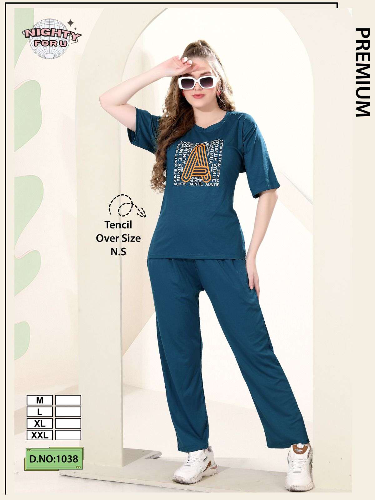 D.NO :- 1038 BY NIGHTY FOR U IN HOSIERY IMP TENCIL PALZO NIGHT CO-ORD SUIT 