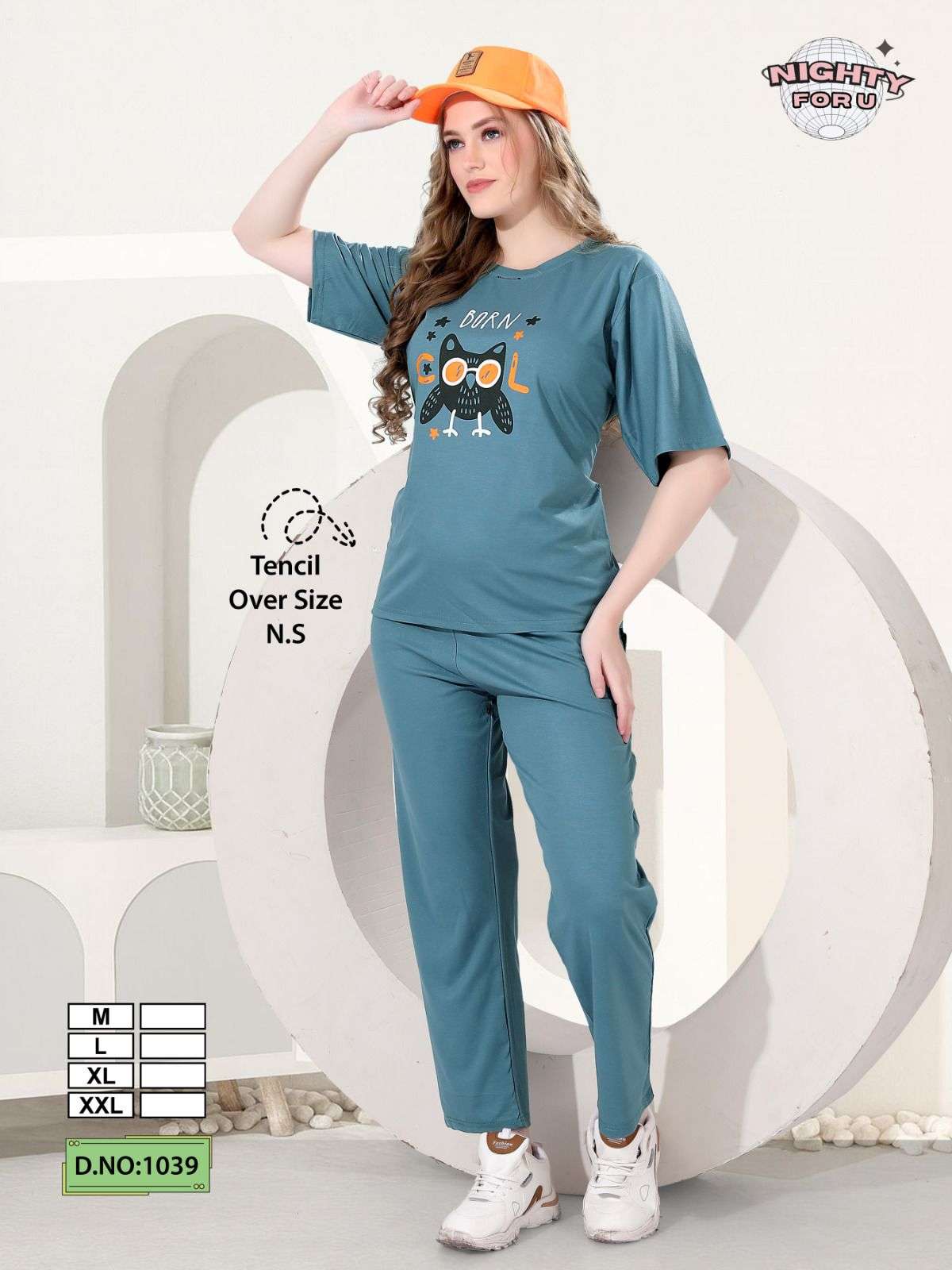 D.NO :- 1039 BY NIGHTY FOR U IN HOSIERY IMP TENCIL PALZO NIGHT CO-ORD SUIT 