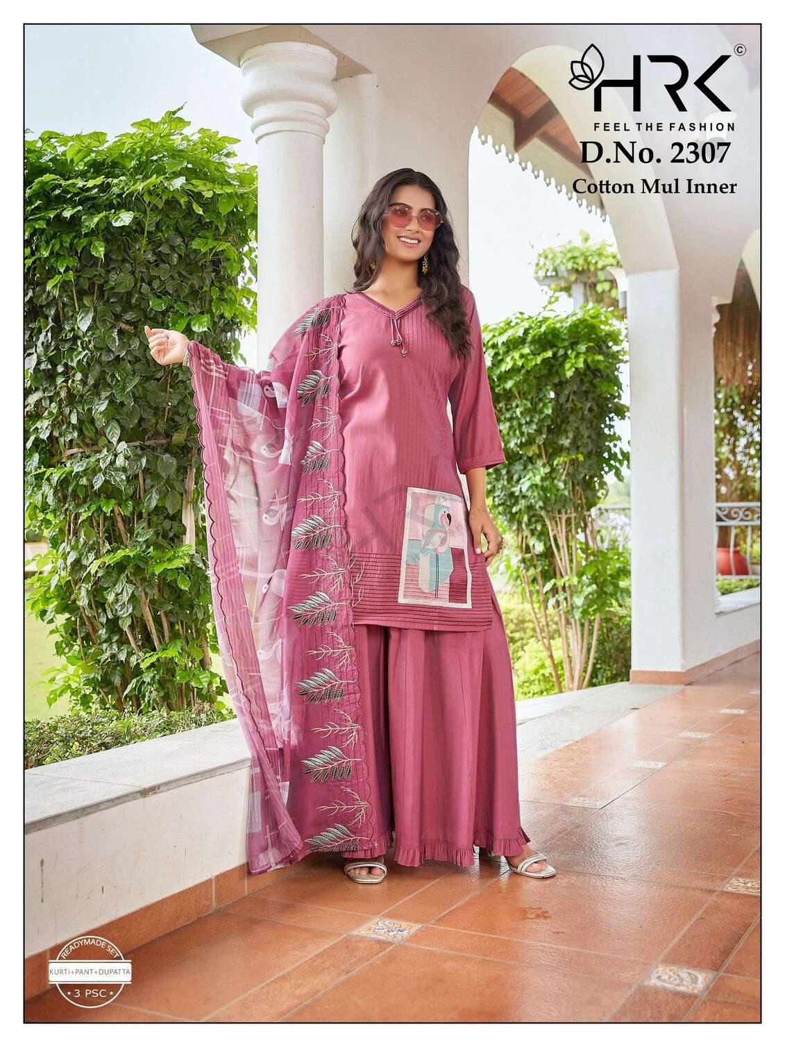 D.NO :- 2307 BY HRK IN ROMAN SILK PLAIN WITH EMBROIDERY WORK AND COTTON MUL INNER 