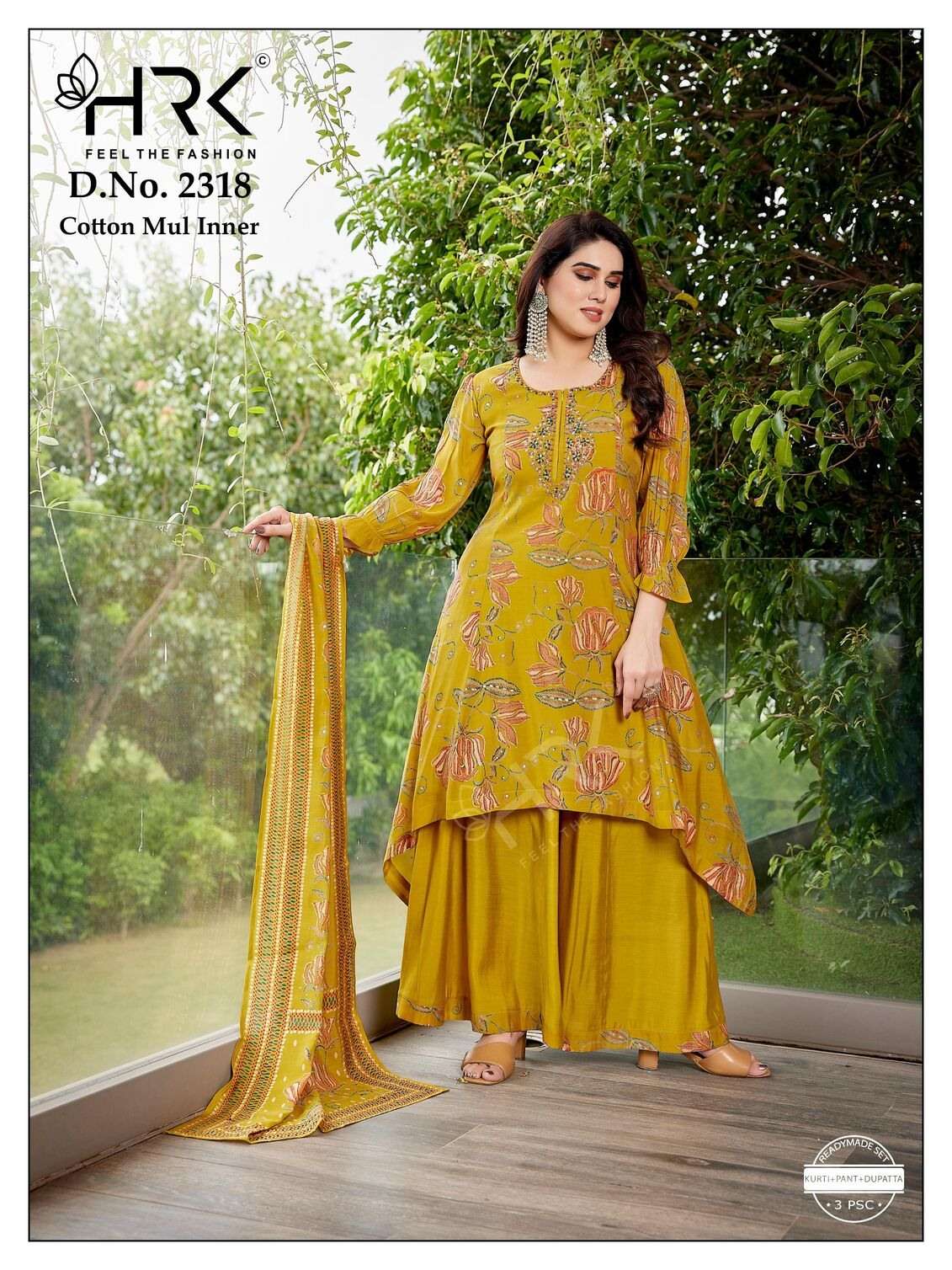 D.NO :- 2318 BY HRK IN MUL CHANDERI PRINT WITH EXCLUSIVE HAND WORK & COTTON INNER 