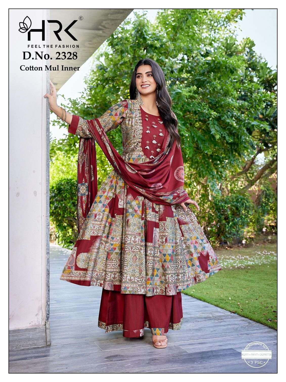 D.NO :- 2328 BY HRK IN ROMAN SILK PLAIN & PRINT WITH HAND WORK AND COTTON MUL INNER 