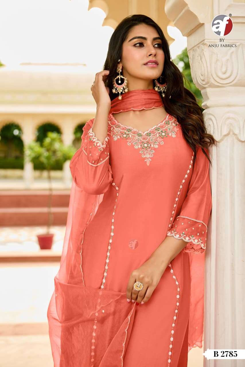 D.NO:- B 2785 BY ANJU FABRICS IN MODAL SILK KURTI PANT WITH DUPATTA & HEAVY HANDWORK 