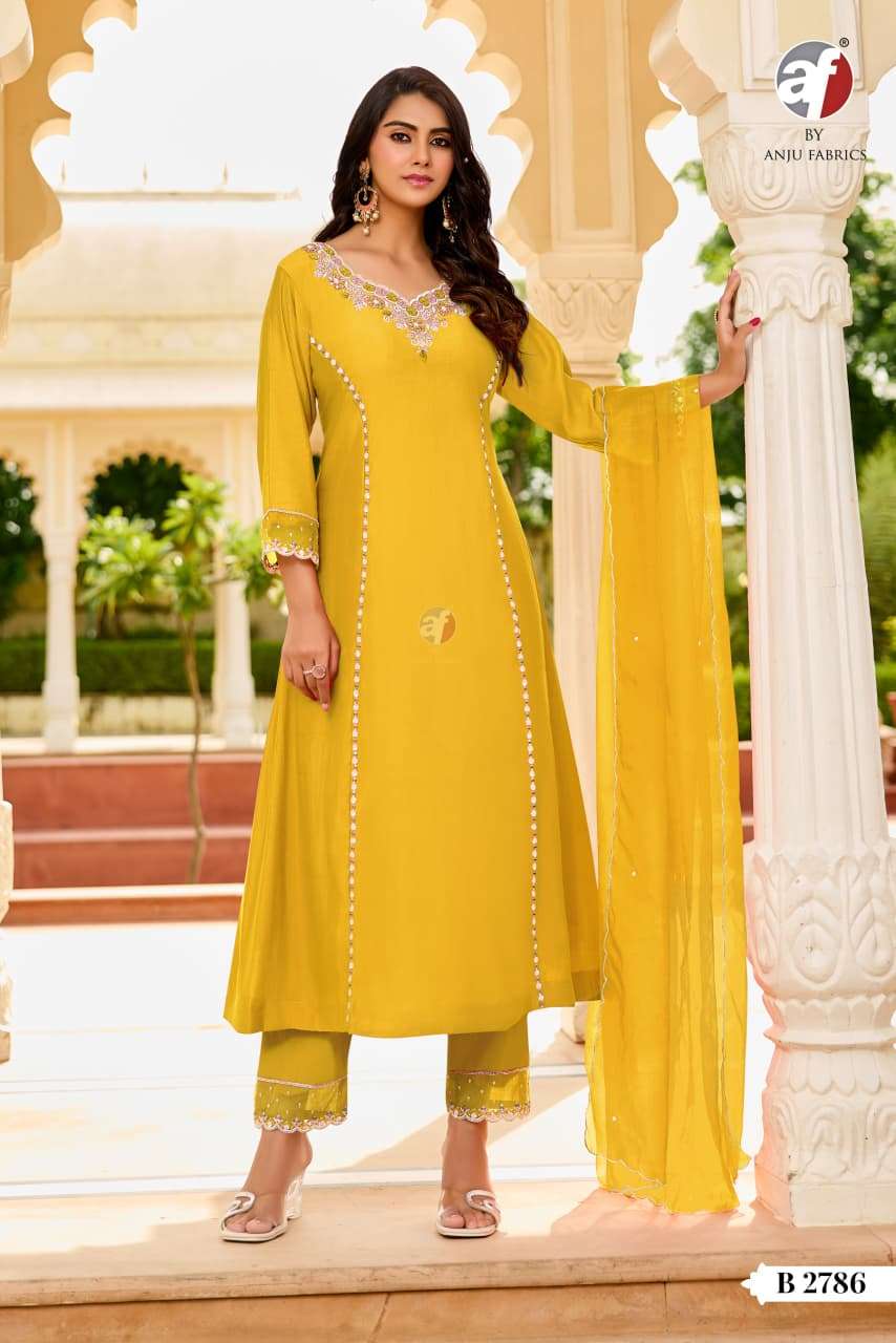 D.NO:- B 2786 BY ANJU FABRICS IN MODAL SILK KURTI PANT WITH DUPATTA & HEAVY HANDWORK 