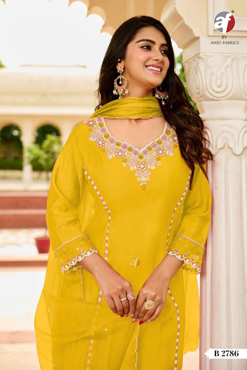 D.NO:- B 2786 BY ANJU FABRICS IN MODAL SILK KURTI PANT WITH DUPATTA & HEAVY HANDWORK 