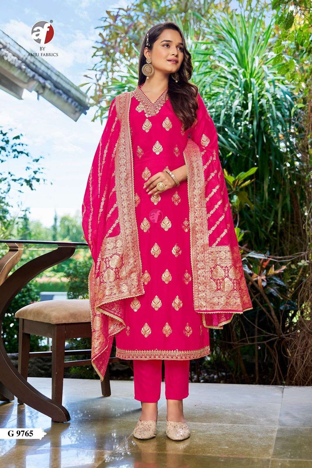 D.NO:- G 9765 BY ANJU FABRICS IN PURE DOLA SILK WITH PURE HANDWORK WITH LACE WORK  