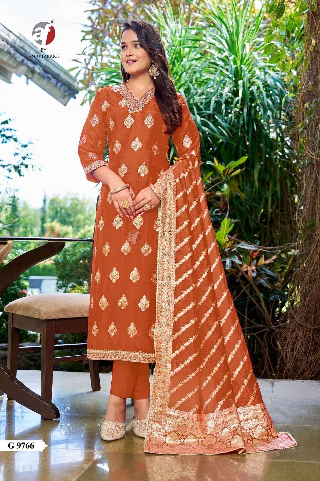 D.NO:- G 9766 BY ANJU FABRICS IN PURE DOLA SILK WITH PURE HANDWORK WITH LACE WORK  