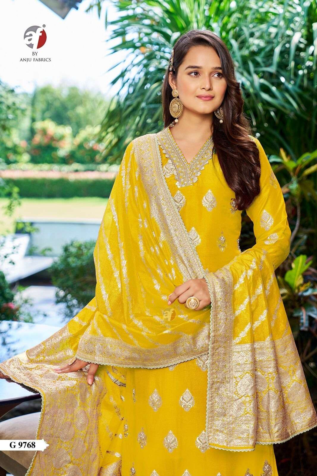 D.NO:- G 9768 BY ANJU FABRICS IN PURE DOLA SILK WITH PURE HANDWORK WITH LACE WORK  