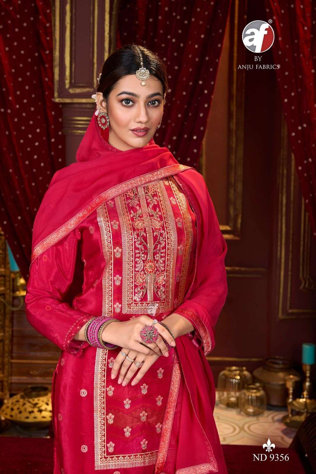 D.NO:- ND 9356 BY ANJU FABRICS IN NATURAL CREPE WITH MEENA JACQUARD WITH PURE HANDWORK 