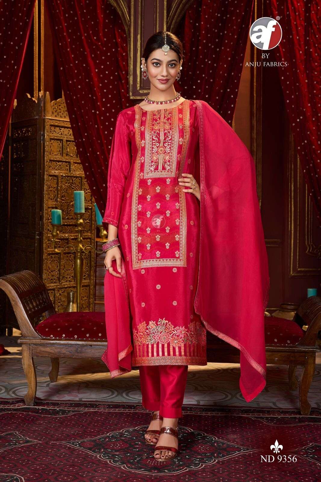 D.NO:- ND 9356 BY ANJU FABRICS IN NATURAL CREPE WITH MEENA JACQUARD WITH PURE HANDWORK 