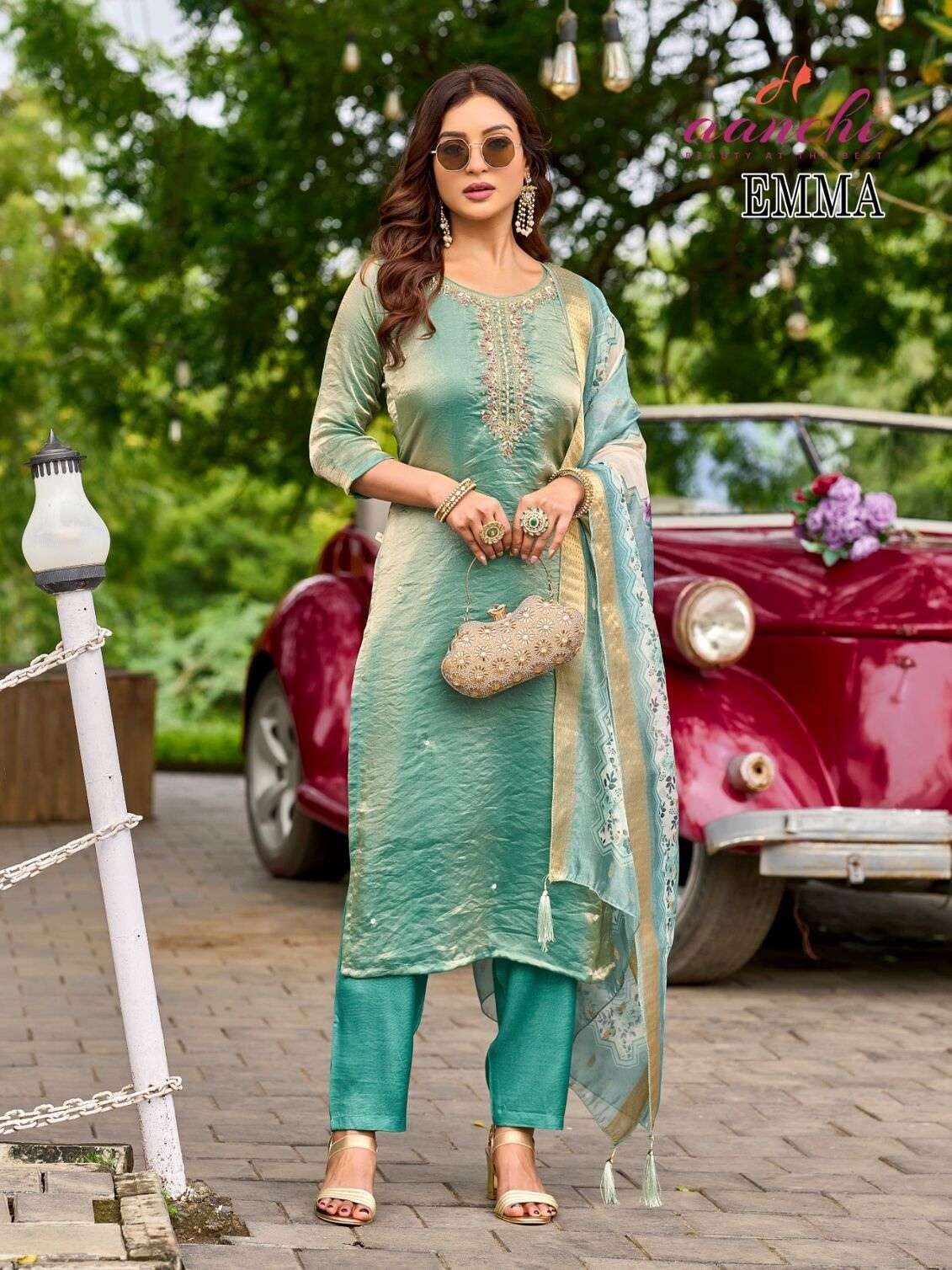 EMMA BY AANCHI IN FANDY SILK WITH EMBROIDERY WORK & FANCY DIGITAL DUPATTA 