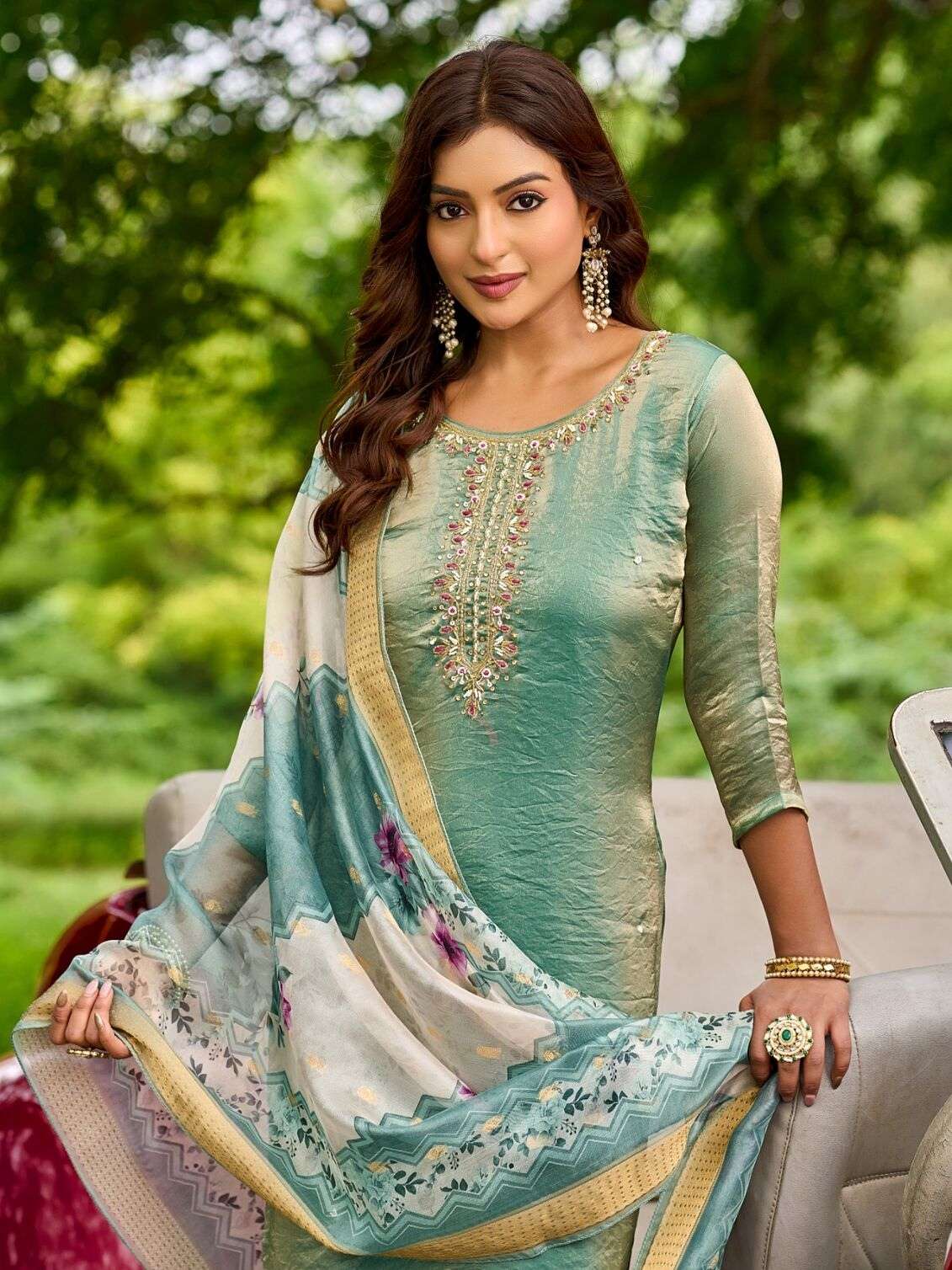 EMMA BY AANCHI IN FANDY SILK WITH EMBROIDERY WORK & FANCY DIGITAL DUPATTA 