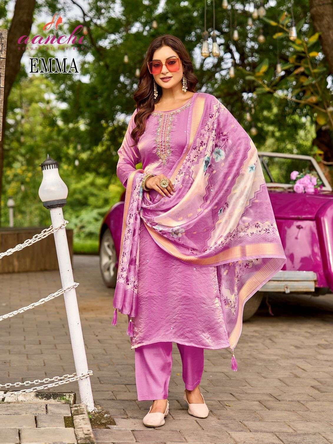 EMMA BY AANCHI IN FANDY SILK WITH EMBROIDERY WORK & FANCY DIGITAL DUPATTA 