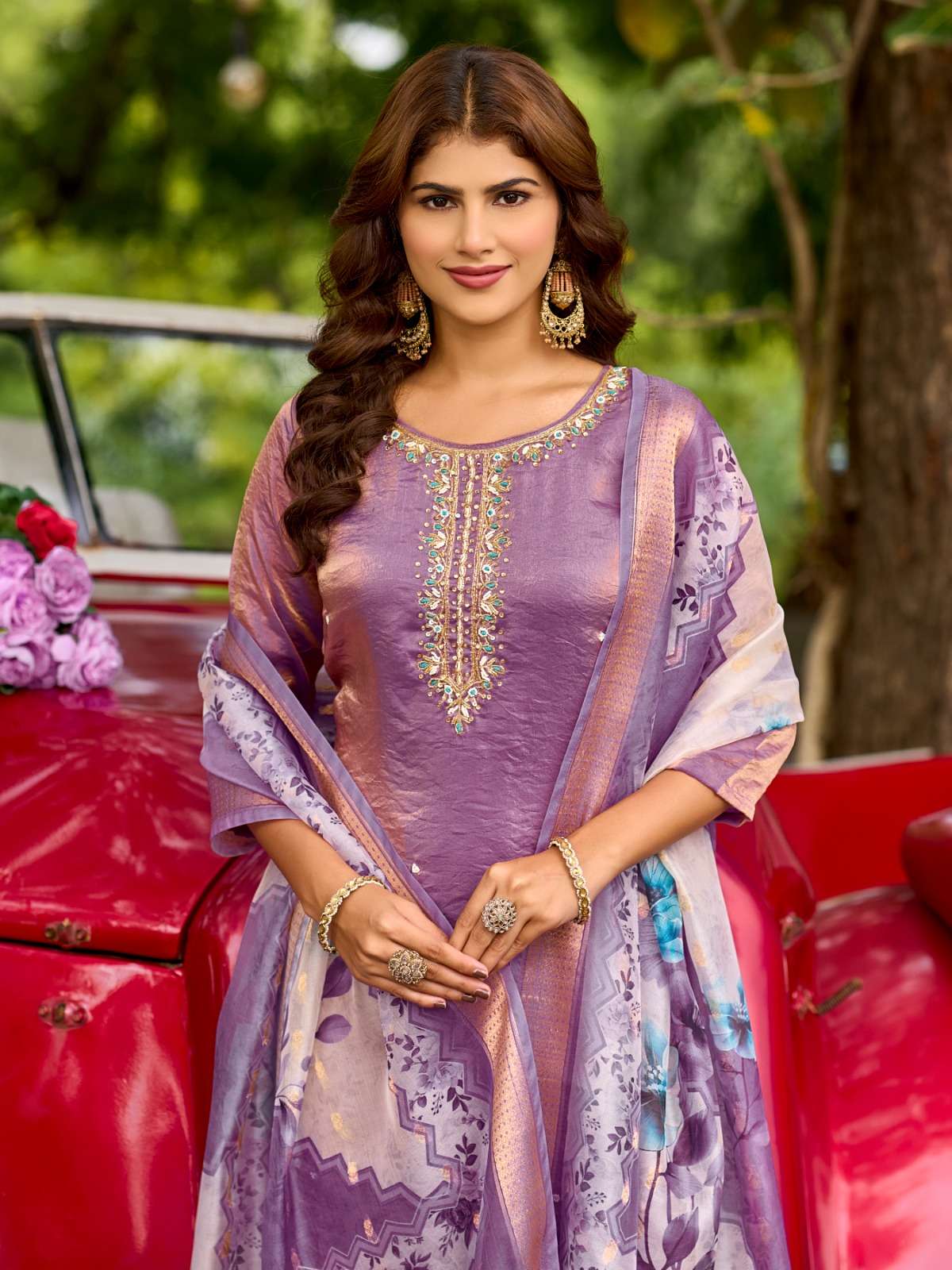 EMMA BY AANCHI IN FANDY SILK WITH EMBROIDERY WORK & FANCY DIGITAL DUPATTA 