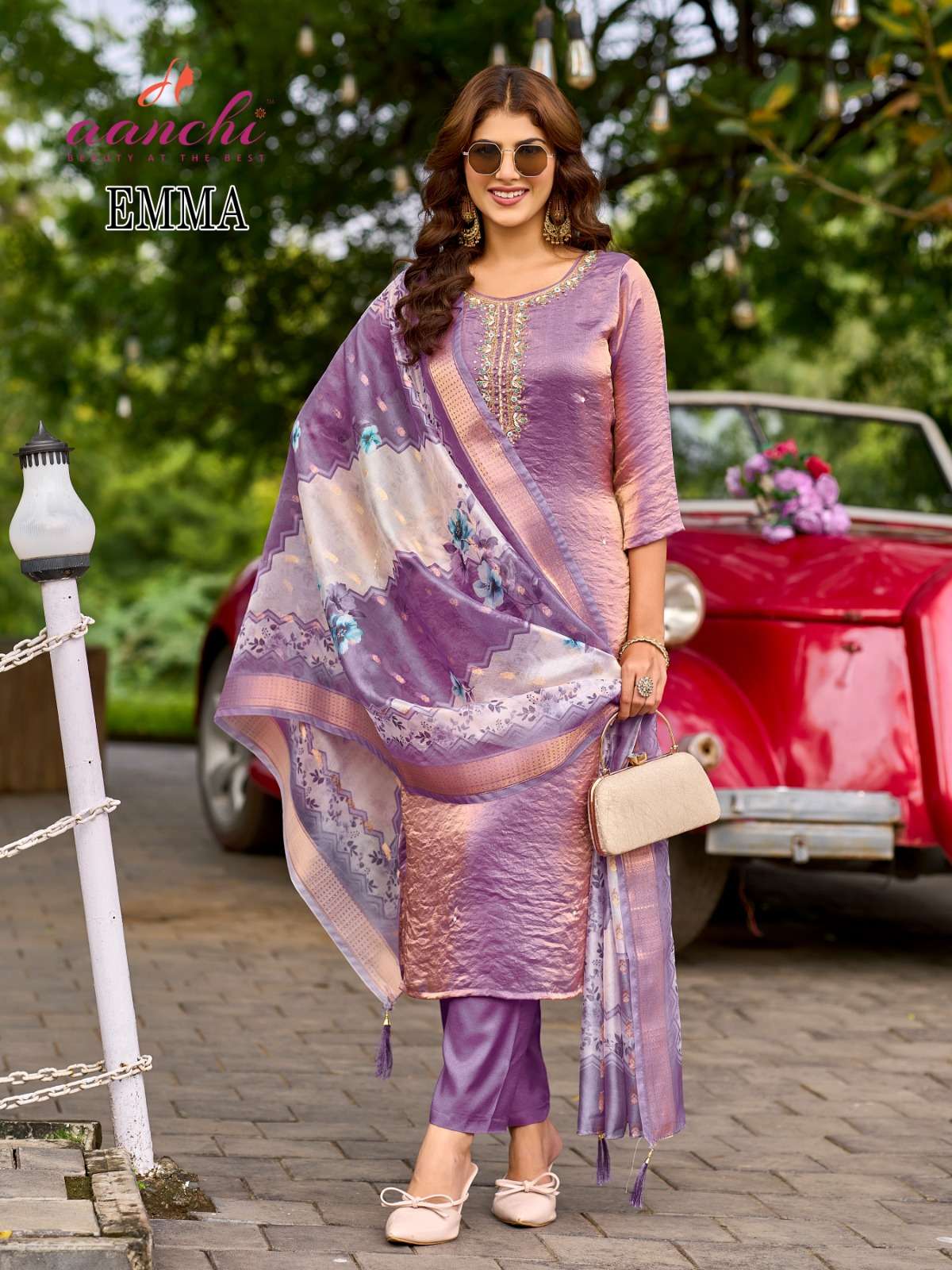 EMMA BY AANCHI IN FANDY SILK WITH EMBROIDERY WORK & FANCY DIGITAL DUPATTA 