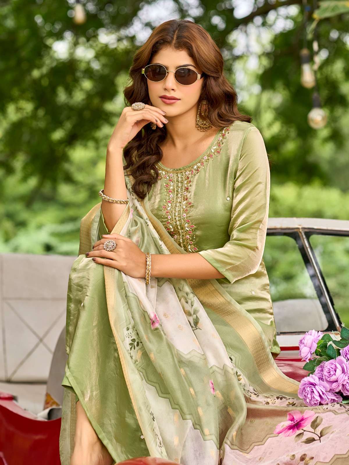 EMMA BY AANCHI IN FANDY SILK WITH EMBROIDERY WORK & FANCY DIGITAL DUPATTA 