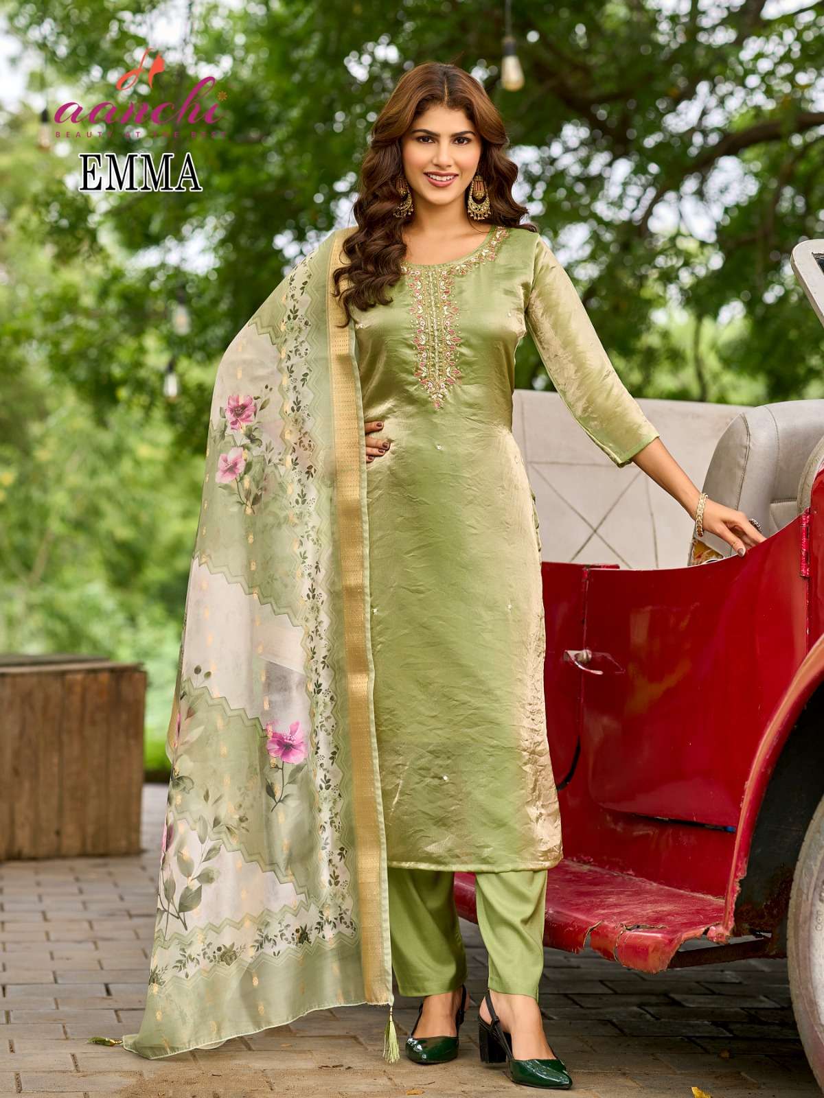 EMMA BY AANCHI IN FANDY SILK WITH EMBROIDERY WORK & FANCY DIGITAL DUPATTA 