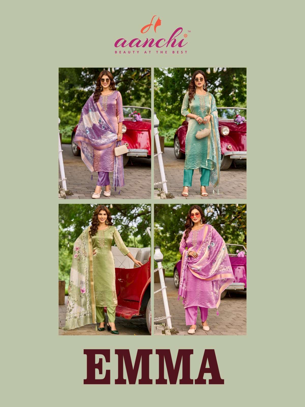 EMMA BY AANCHI IN FANDY SILK WITH EMBROIDERY WORK & FANCY DIGITAL DUPATTA 