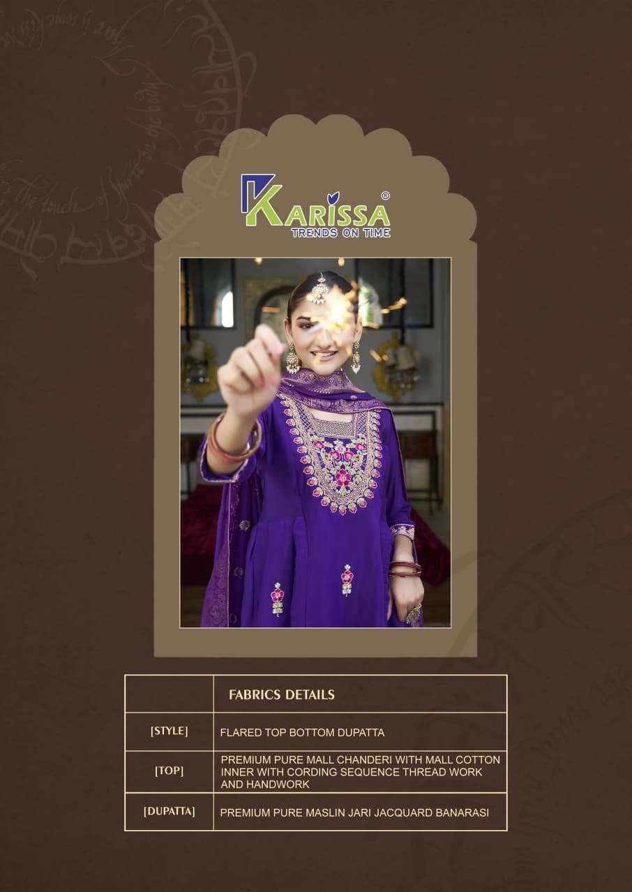 FESTIVE BY KARISSA IN HEAVY VISCOSE MALL CHANDERI FLARED TOP PANT WITH DUPATTA 