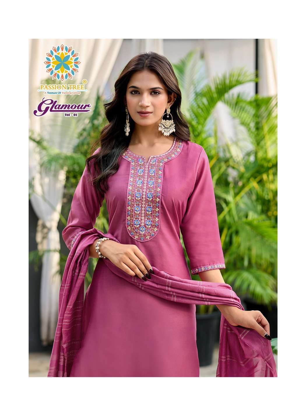 GLAMOUR VOL-1 BY PASSION TREE IN ROMAN SILK WITH INNER & FANCY EMBROIDERY WORK 