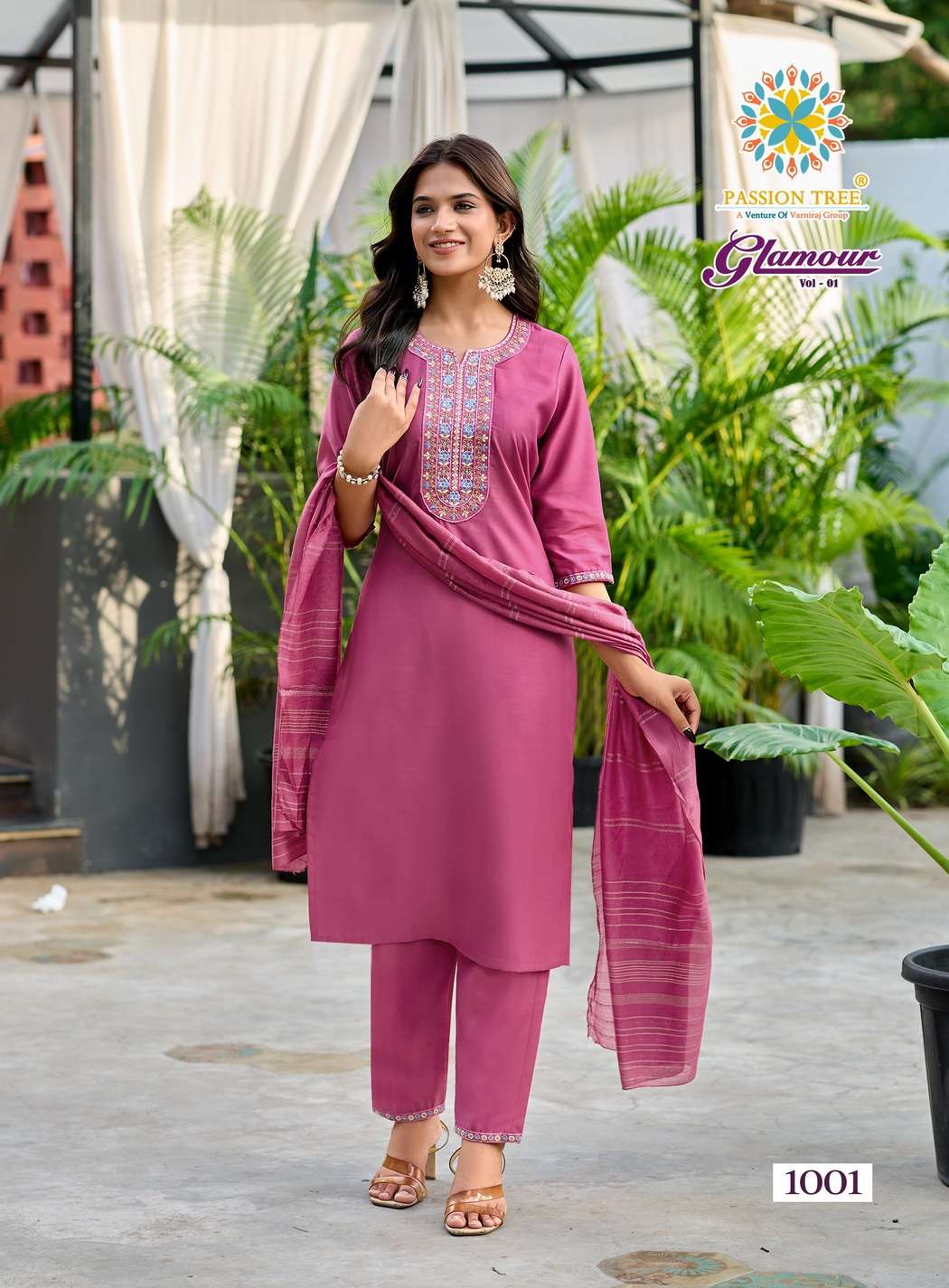 GLAMOUR VOL-1 BY PASSION TREE IN ROMAN SILK WITH INNER & FANCY EMBROIDERY WORK 