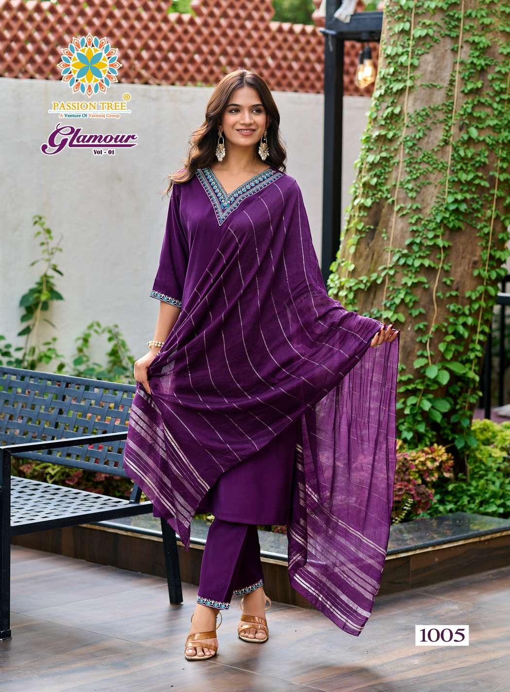 GLAMOUR VOL-1 BY PASSION TREE IN ROMAN SILK WITH INNER & FANCY EMBROIDERY WORK 