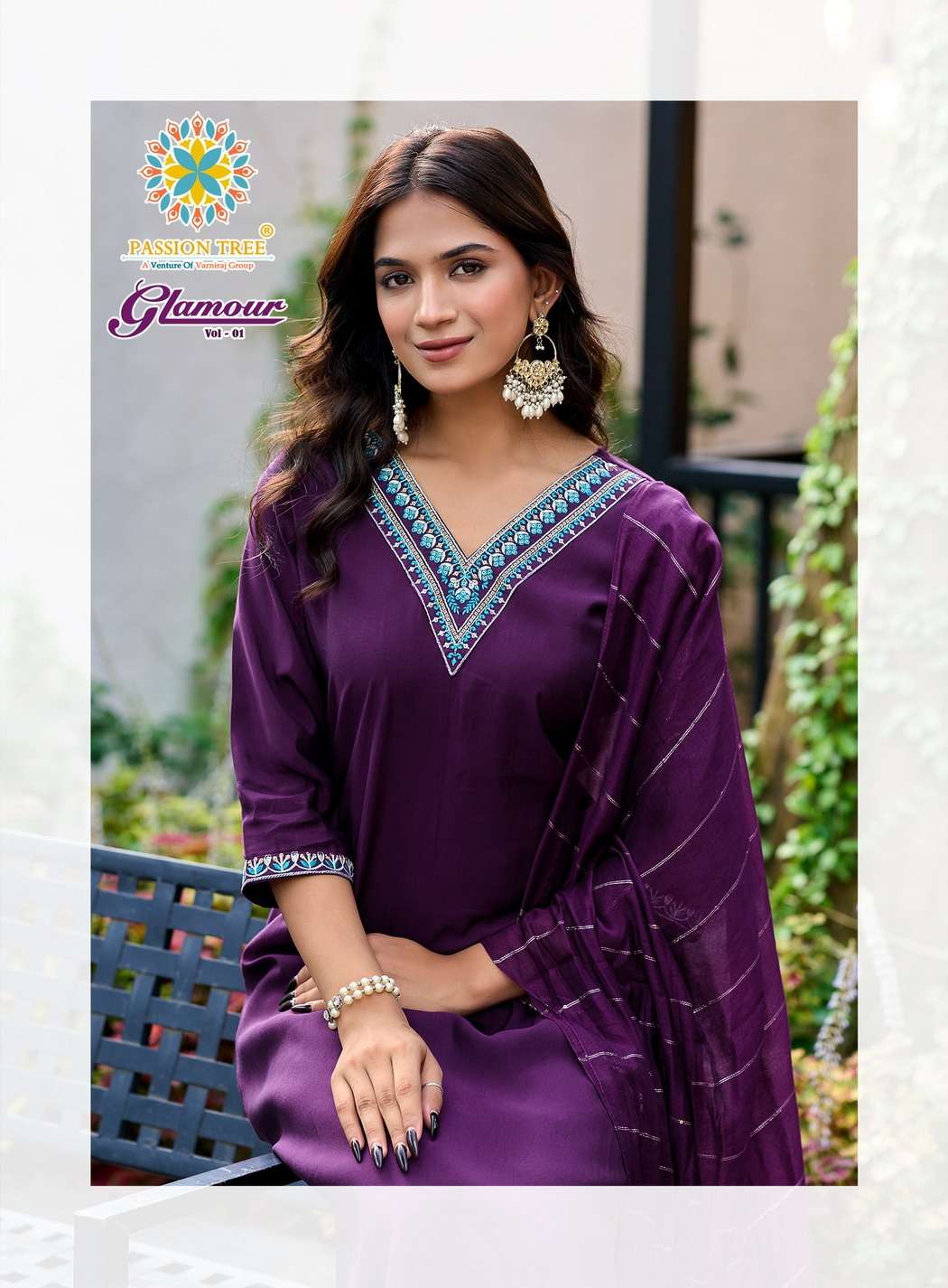 GLAMOUR VOL-1 BY PASSION TREE IN ROMAN SILK WITH INNER & FANCY EMBROIDERY WORK 
