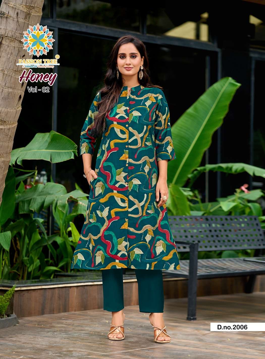 HONEY VOL-2 BY PASSION TREE IN VATICAN PRINT A-LINE KURTI AND PANT WITH POCKET 