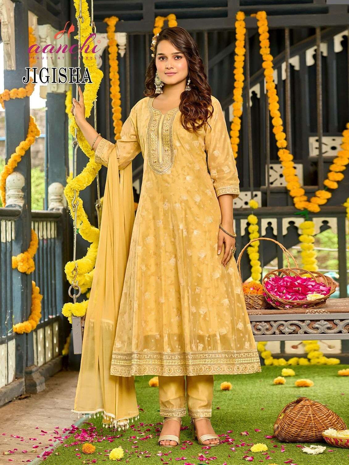 JIGISHA BY AANCHI IN MODAL SILK BUTTI WITH FANCY NAZNEEN DUPATTA AND WORK 