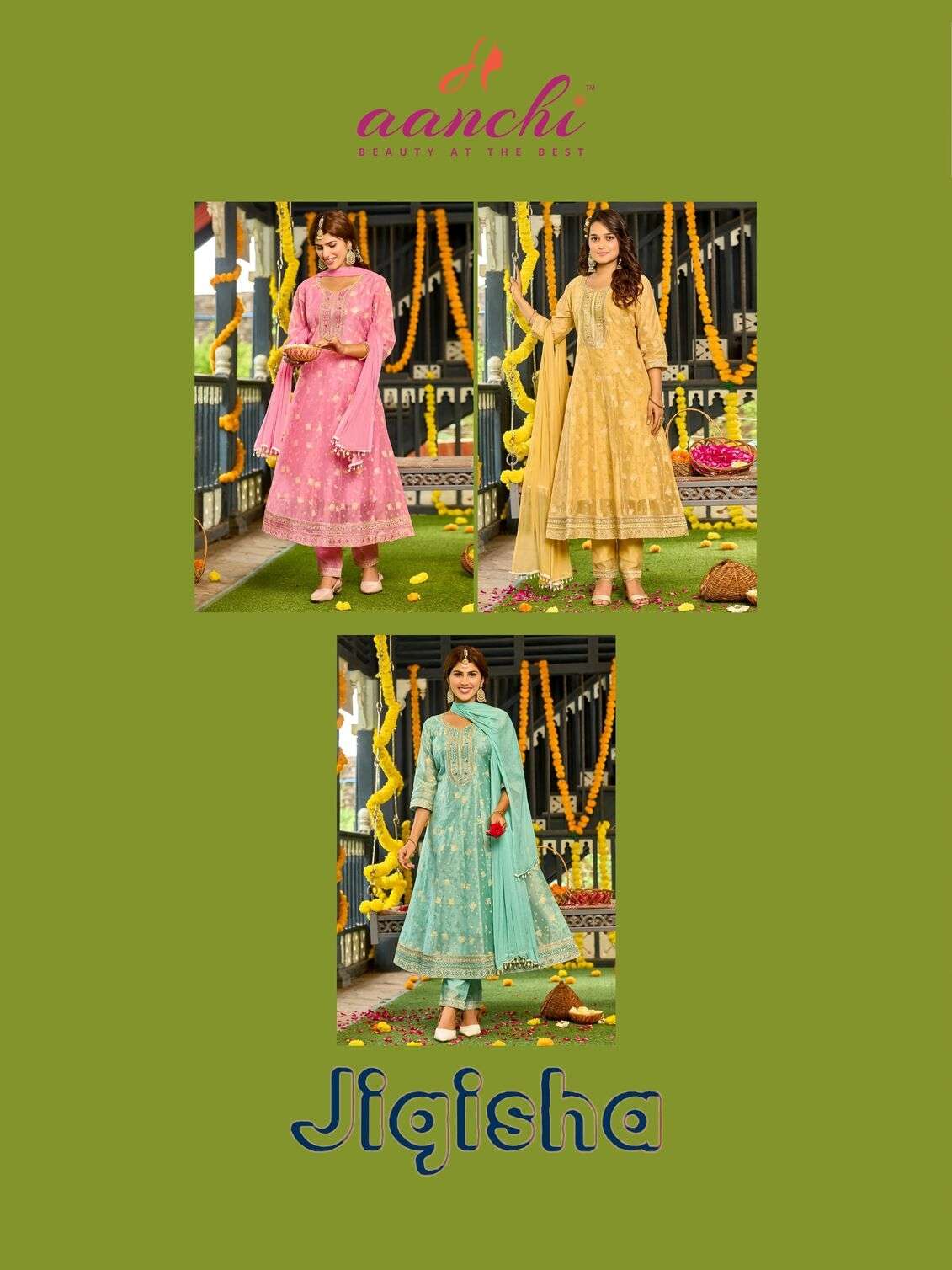 JIGISHA BY AANCHI IN MODAL SILK BUTTI WITH FANCY NAZNEEN DUPATTA AND WORK 