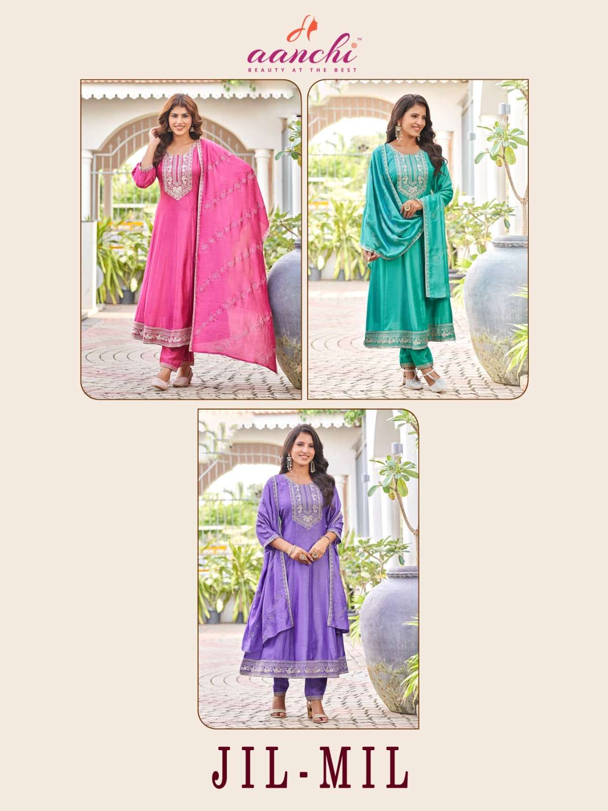 JIL-MIL BY AANCHI IN VICHITRA SILK WITH EMBROIDERY & FANCY DUPATTA WORK