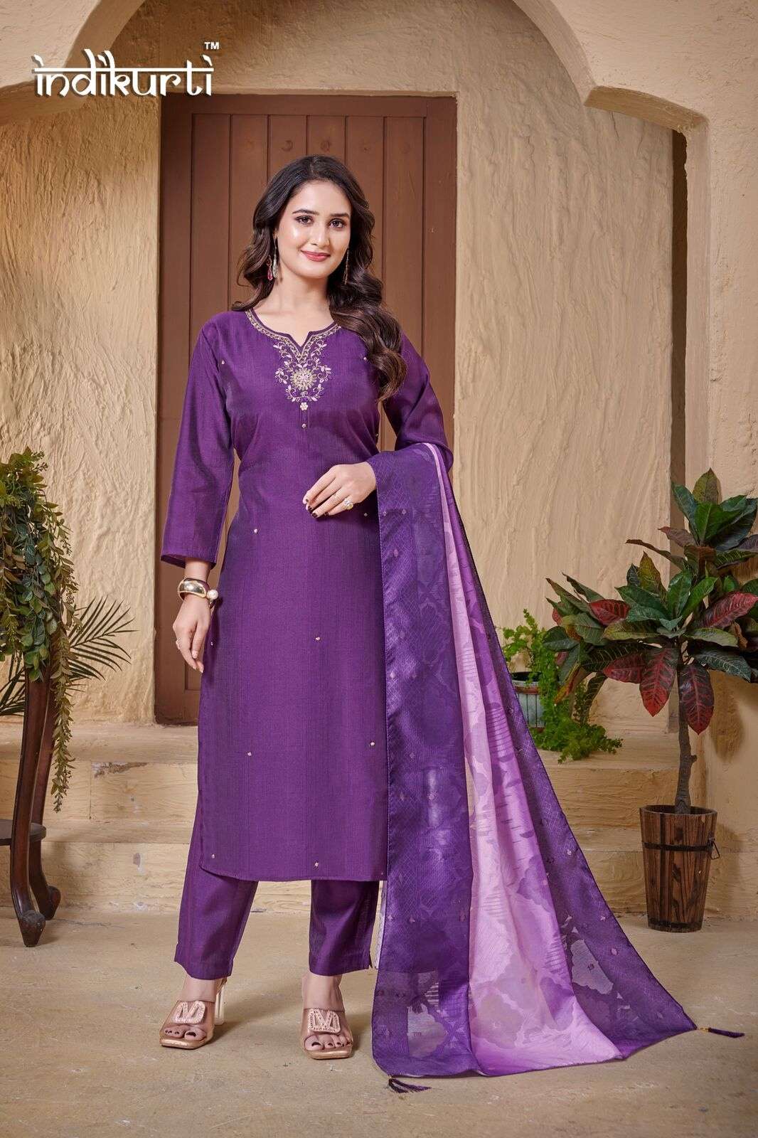 KARISHMA-2.1 BY INDIKURTI IN HEAVY VETICAN DYED WITH BRASSO JACQUARD SOFT DUPATTA 