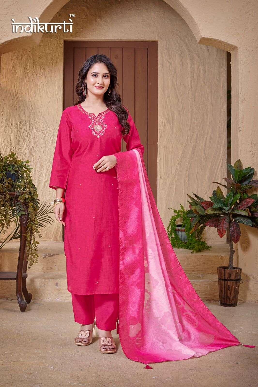 KARISHMA-2.1 BY INDIKURTI IN HEAVY VETICAN DYED WITH BRASSO JACQUARD SOFT DUPATTA 