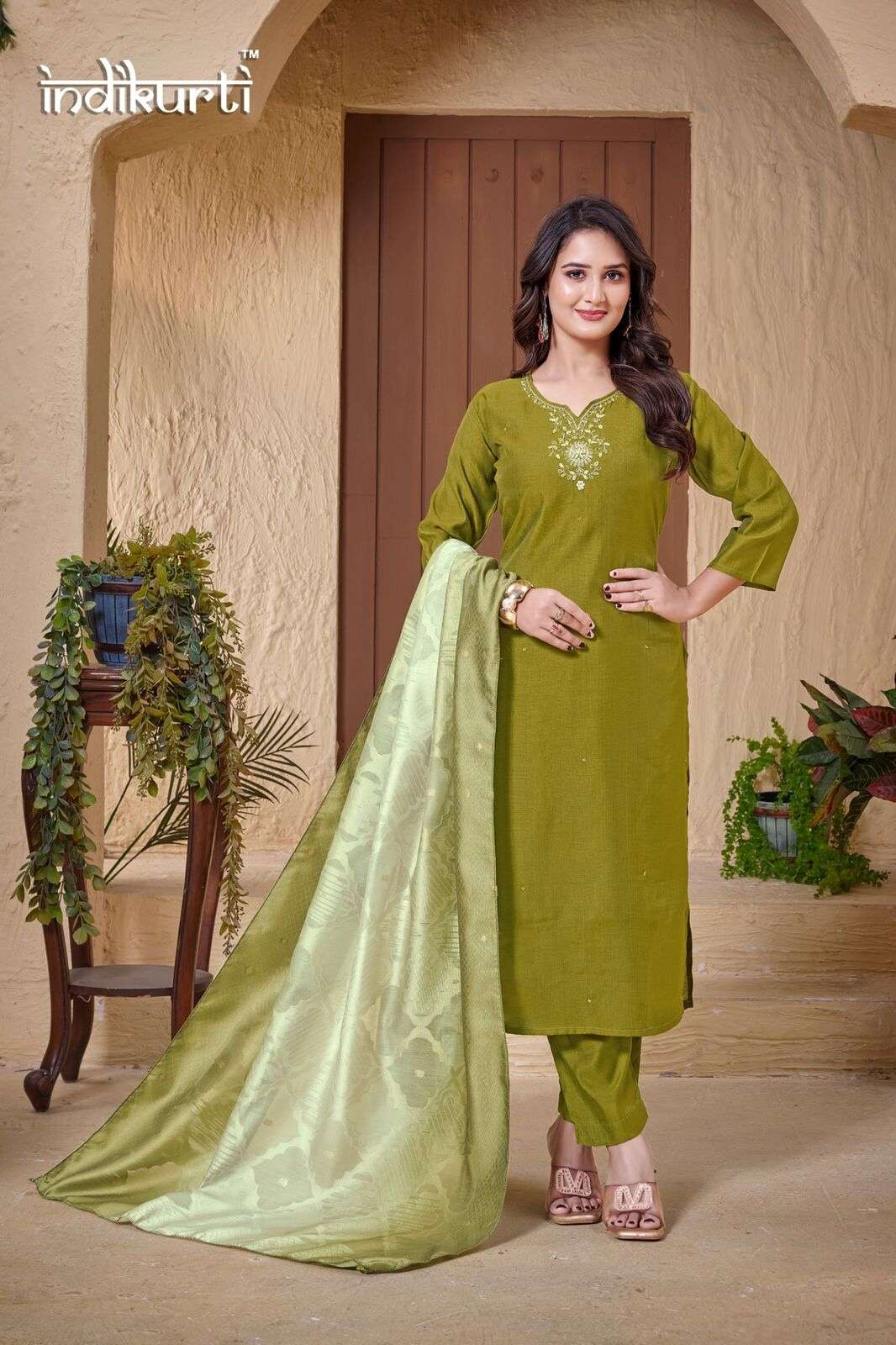 KARISHMA-2.1 BY INDIKURTI IN HEAVY VETICAN DYED WITH BRASSO JACQUARD SOFT DUPATTA 