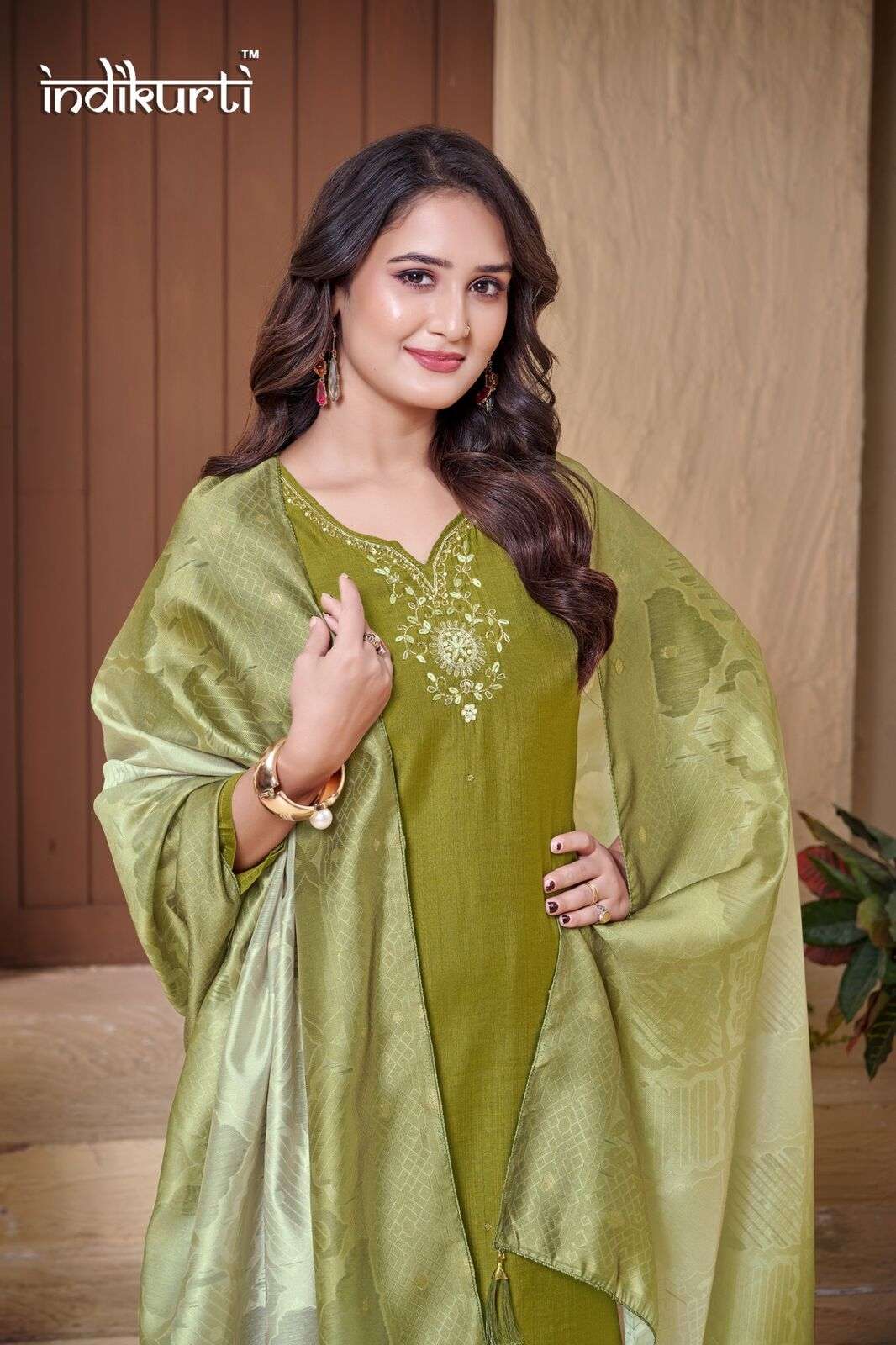 KARISHMA-2.1 BY INDIKURTI IN HEAVY VETICAN DYED WITH BRASSO JACQUARD SOFT DUPATTA 