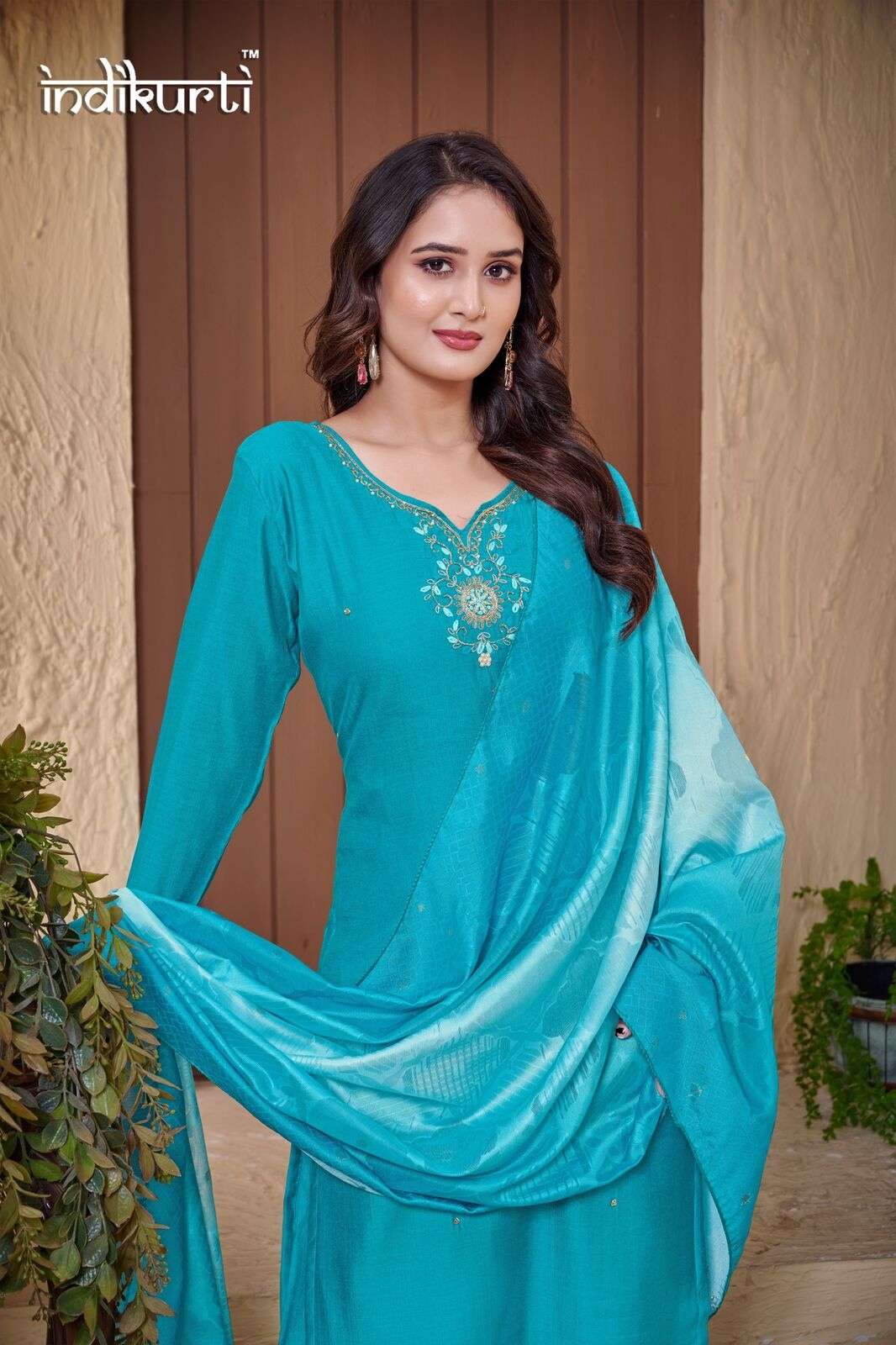 KARISHMA-2.1 BY INDIKURTI IN HEAVY VETICAN DYED WITH BRASSO JACQUARD SOFT DUPATTA 