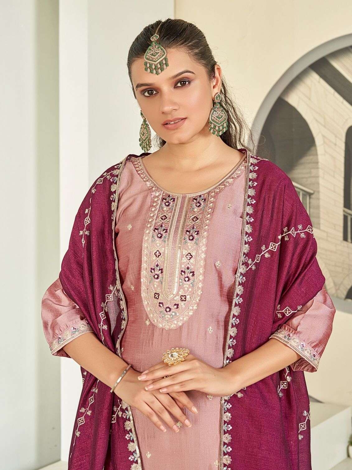 KITTY BY AANCHI IN VICHITRA SILK WITH CONTRAST FANCY DUPATTA WORK 