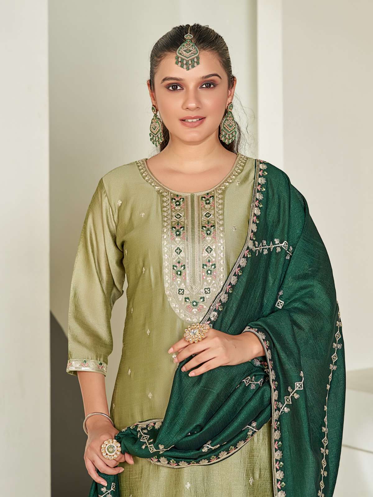 KITTY BY AANCHI IN VICHITRA SILK WITH CONTRAST FANCY DUPATTA WORK 