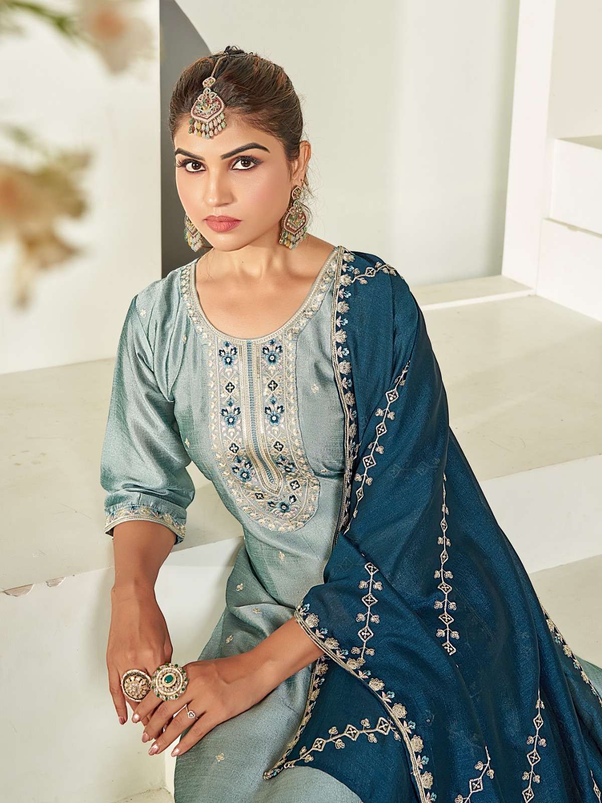 KITTY BY AANCHI IN VICHITRA SILK WITH CONTRAST FANCY DUPATTA WORK 