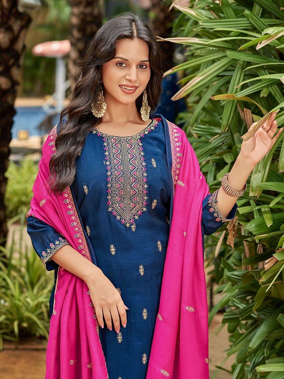 KIWI BY AANCHI IN VICHITRA SILK WITH CONTRAST FANCY DUPATTA WORK 