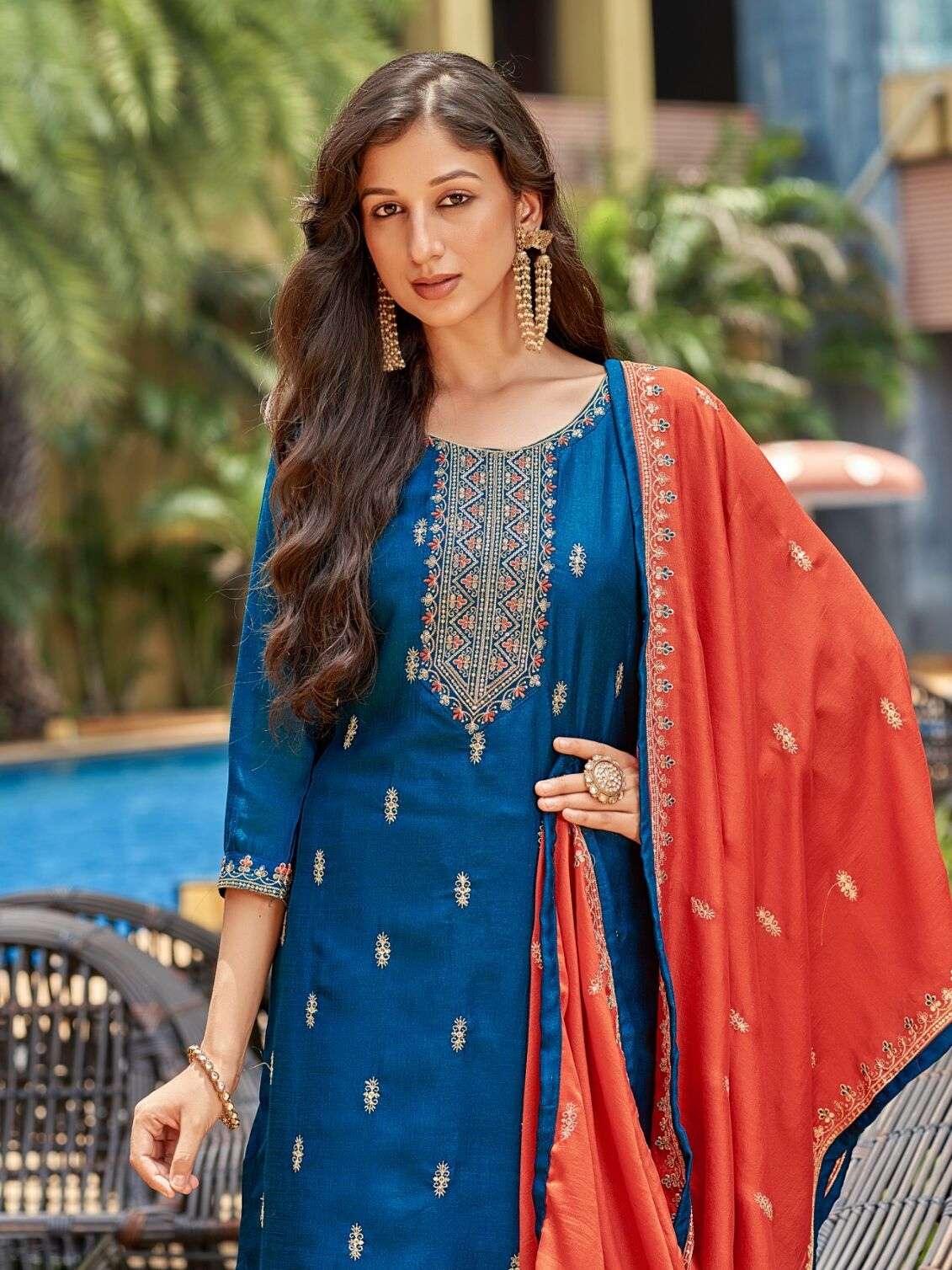 KIWI BY AANCHI IN VICHITRA SILK WITH CONTRAST FANCY DUPATTA WORK 