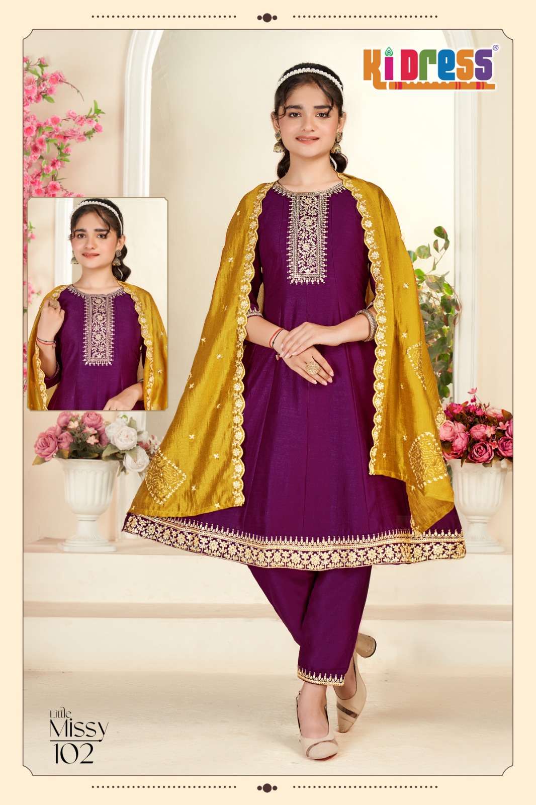 LITTLE  MISSY BY AANCHI IN VICHITRA SILK WITH FANCY DUPATTA & EMBROIDERY WORK