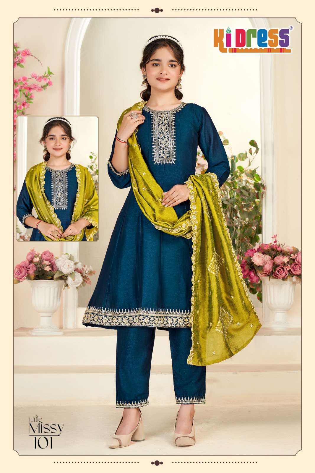 LITTLE  MISSY BY AANCHI IN VICHITRA SILK WITH FANCY DUPATTA & EMBROIDERY WORK