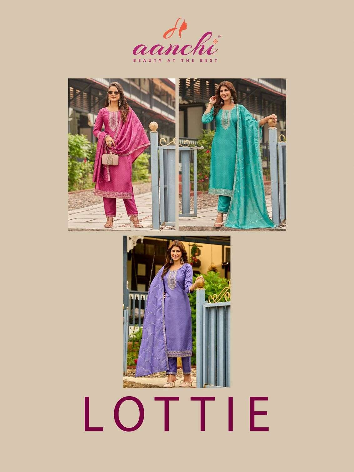LOTTIE BY AANCHI IN CRYSTAL SILK WITH FANCY DUPATTA & EMBROIDERY WORK