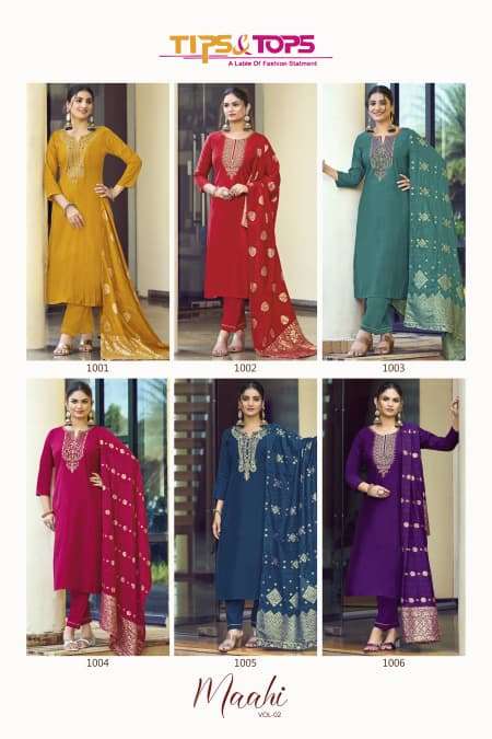 MAAHI VOL-2 BY TIPS & TOPS IN PREMIUM ROMAN SILK WITH HEAVY EMBROIDERY WORK 