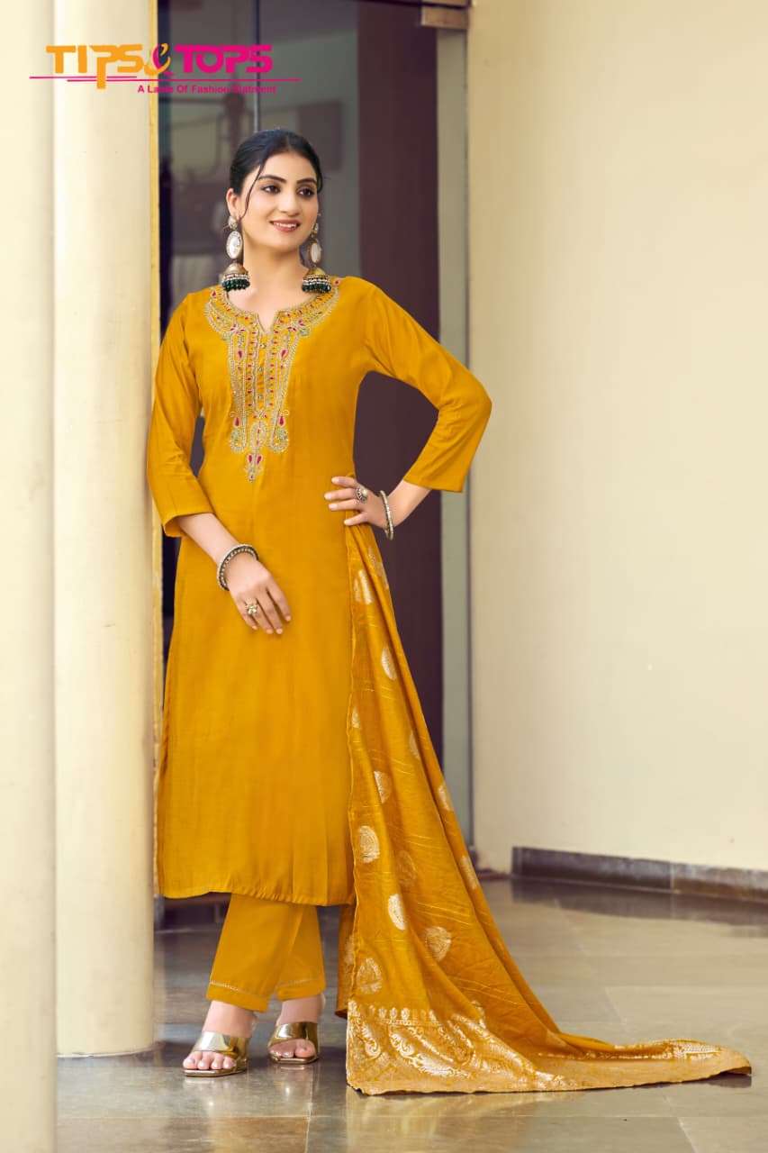 MAAHI VOL-2 BY TIPS & TOPS IN PREMIUM ROMAN SILK WITH HEAVY EMBROIDERY WORK 