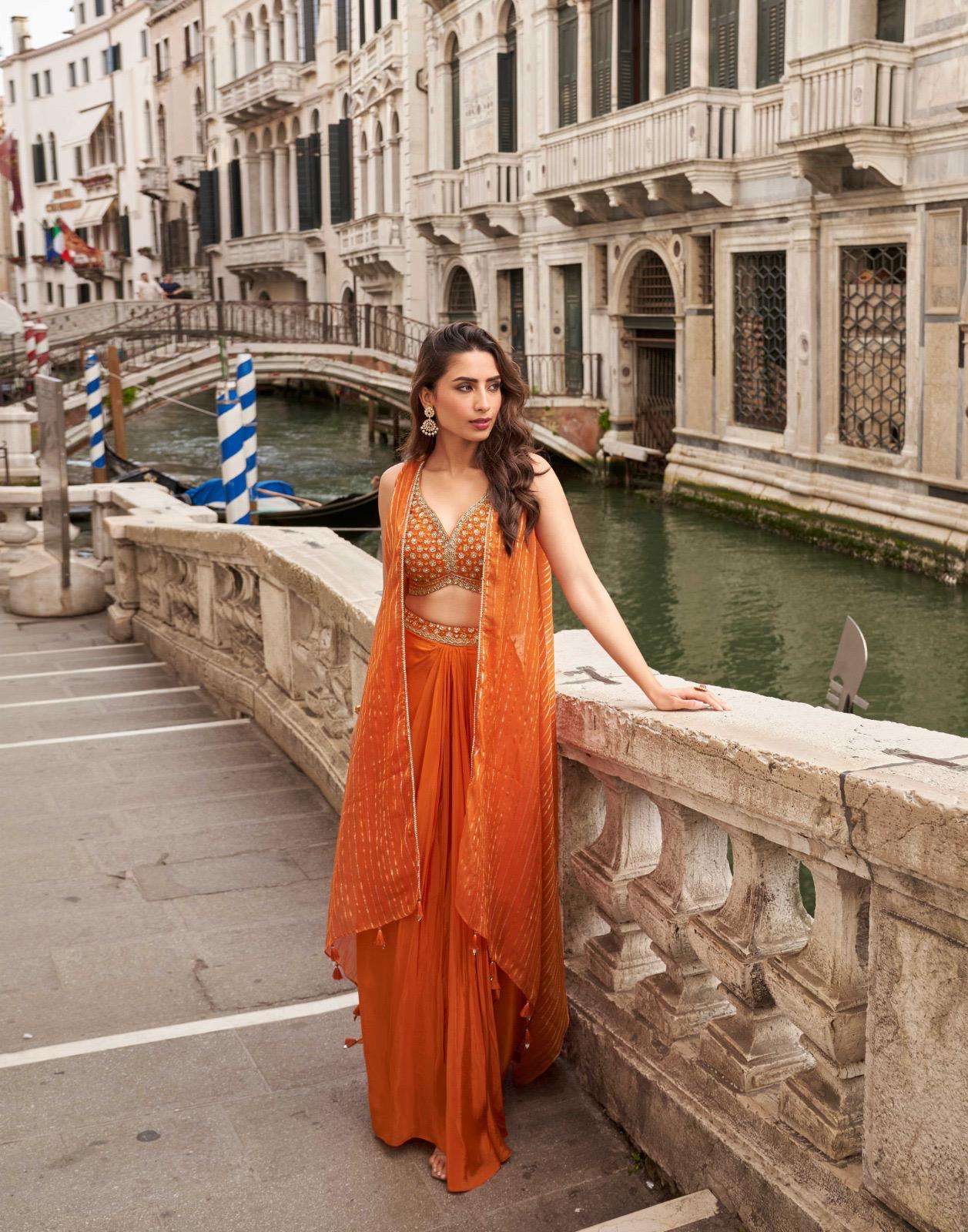 MELODI BY SAYURI DESIGNER IN PREMIUM REAL CHINON SILK TREDY FESTIVE LOOK 