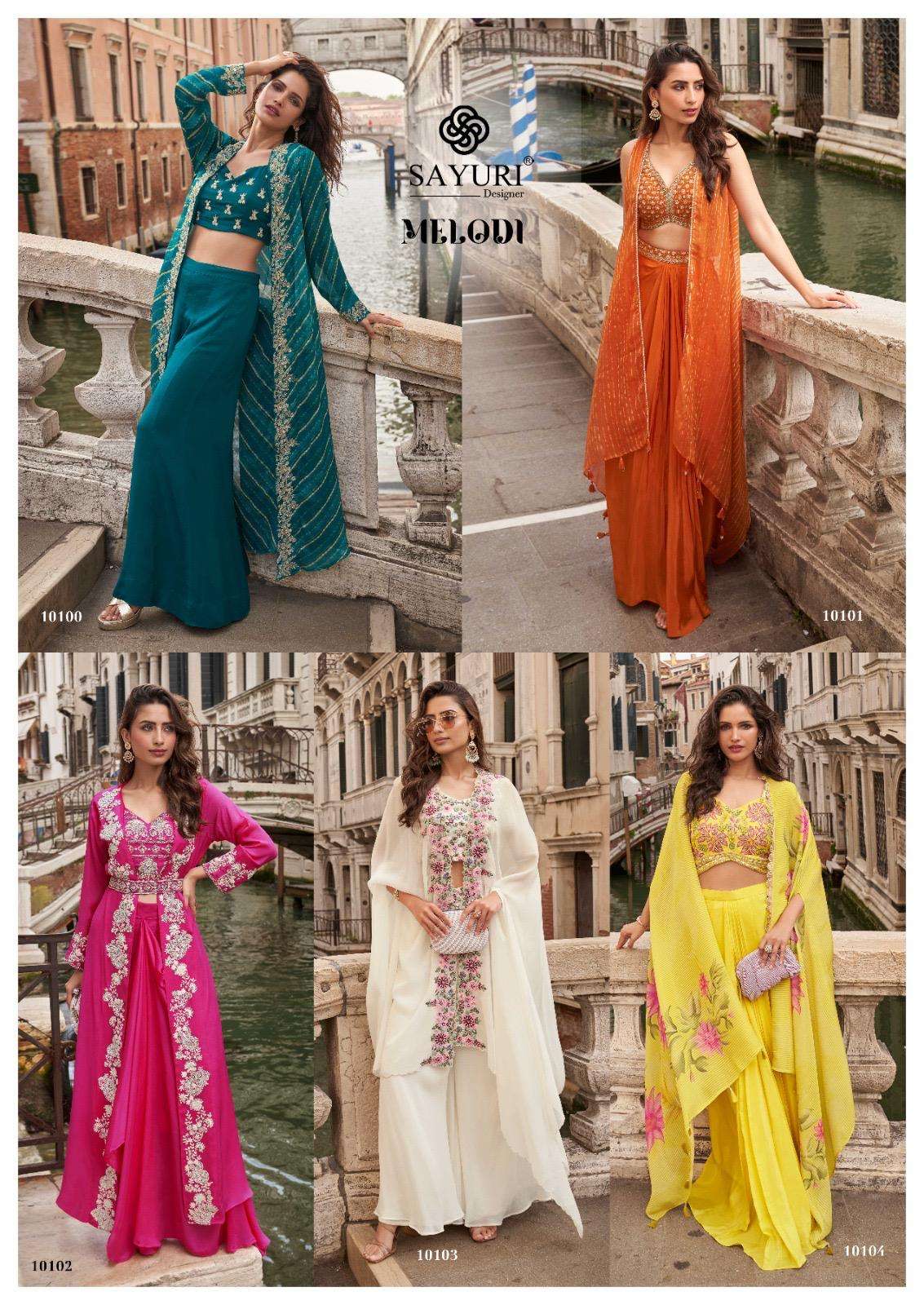 MELODI BY SAYURI DESIGNER IN PREMIUM REAL CHINON SILK TREDY FESTIVE LOOK 