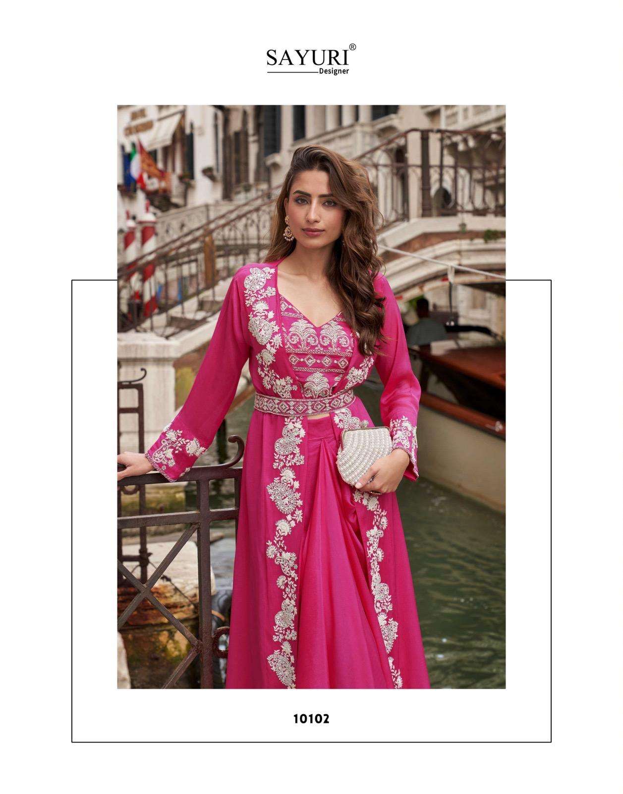 MELODI BY SAYURI DESIGNER IN PREMIUM REAL CHINON SILK TREDY FESTIVE LOOK 