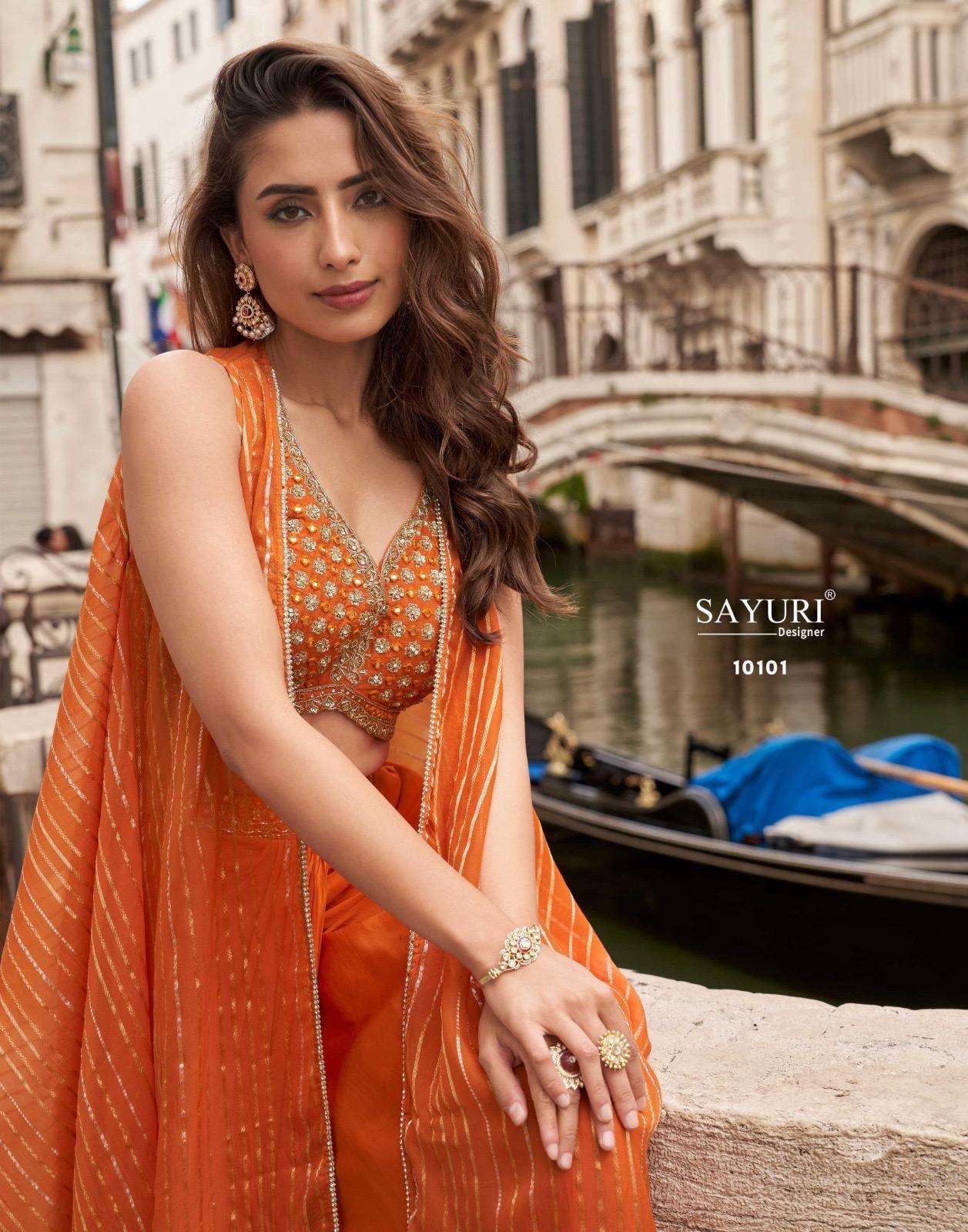 MELODI BY SAYURI DESIGNER IN PREMIUM REAL CHINON SILK TREDY FESTIVE LOOK 